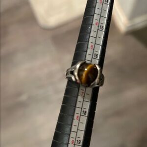 Sterling Silver Tiger's Eye Oval Ring - Brown